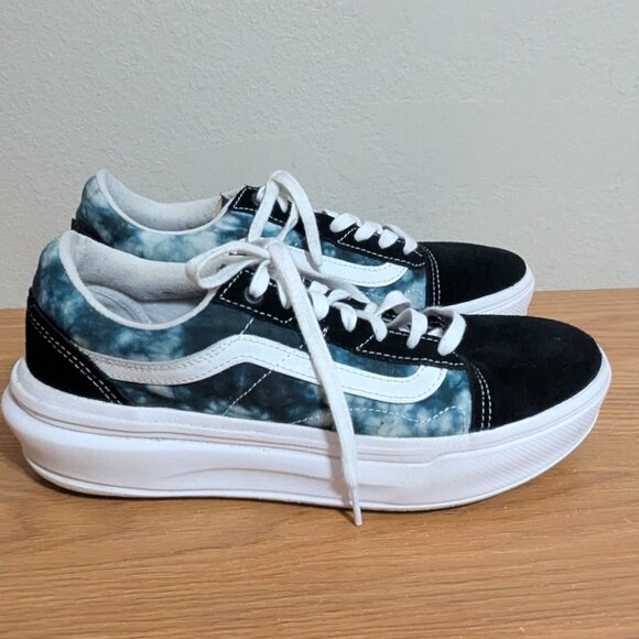 Vans Old Skool Overt Cc Black & Blue Tie-Dye PLATFORM Sneaker Shoes Size 10.5/12 - Picture 1 of 10